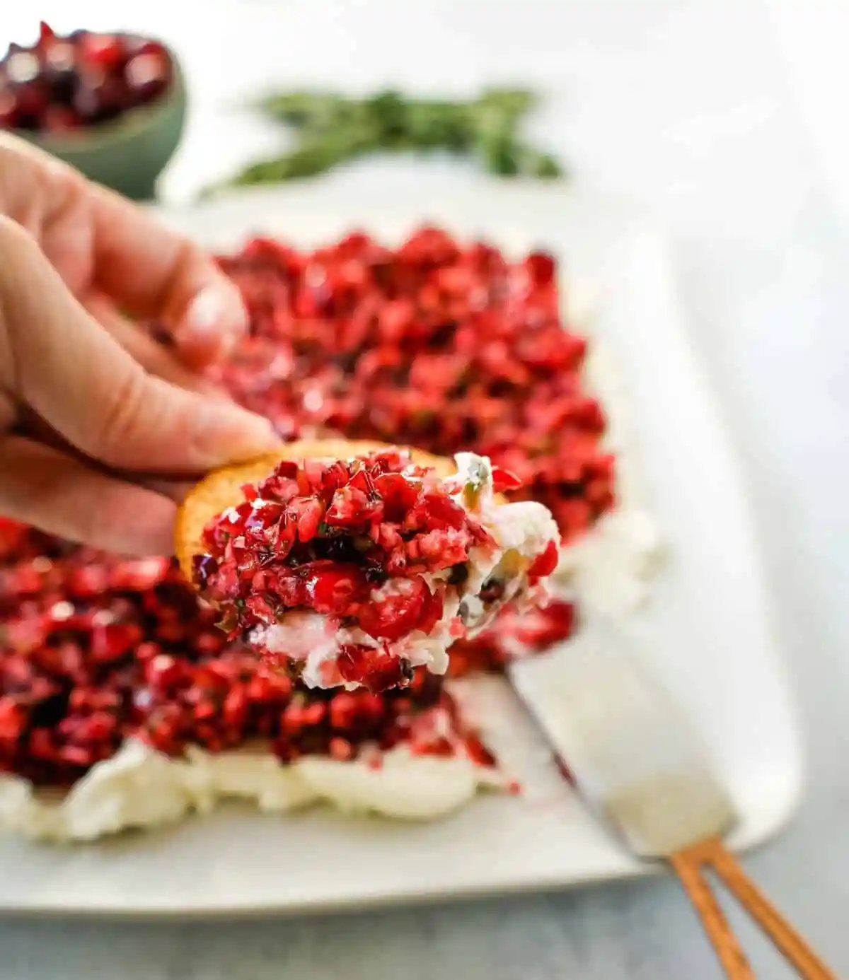 This Cranberry Jalapeno Cream Cheese Dip is a festive appetizer that is creamy, tart, a tad spicy, and sweet. This Cranberry Jalapeno Dip is made with fresh cranberry salsa atop cream cheese. It is the perfect holiday party appetizer!