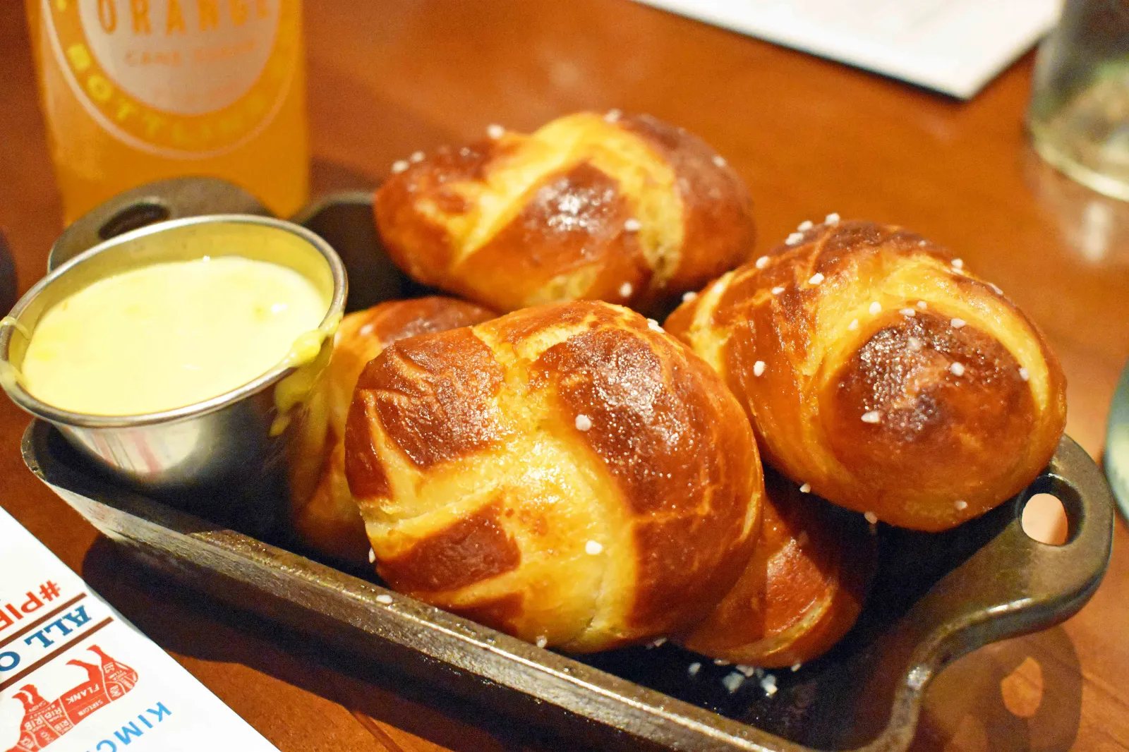 Arizona Four Seasons Christmas and Homemade Hot Chocolate. Pretzel Rolls with Cheese Sauce at Proof Restaurant at Four Seasons Scottsdale Troon North.