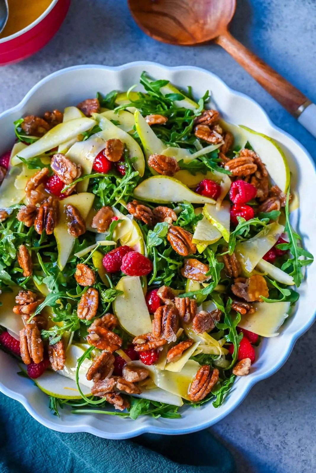 Arugula Pear Salad with Candied Pecans