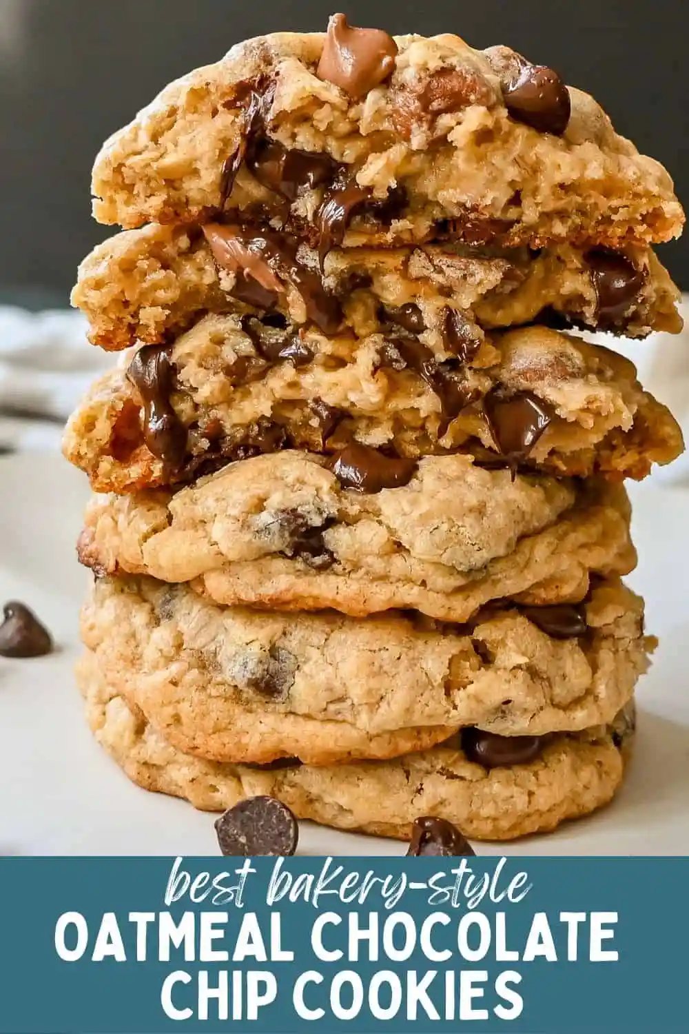 Bakery Style Oatmeal Chocolate Chip Cookies. These chewy oatmeal chocolate chip cookies are perfectly soft and chewy and filled with the perfect amount of oats and chocolate for the best chocolate chip oatmeal cookie.