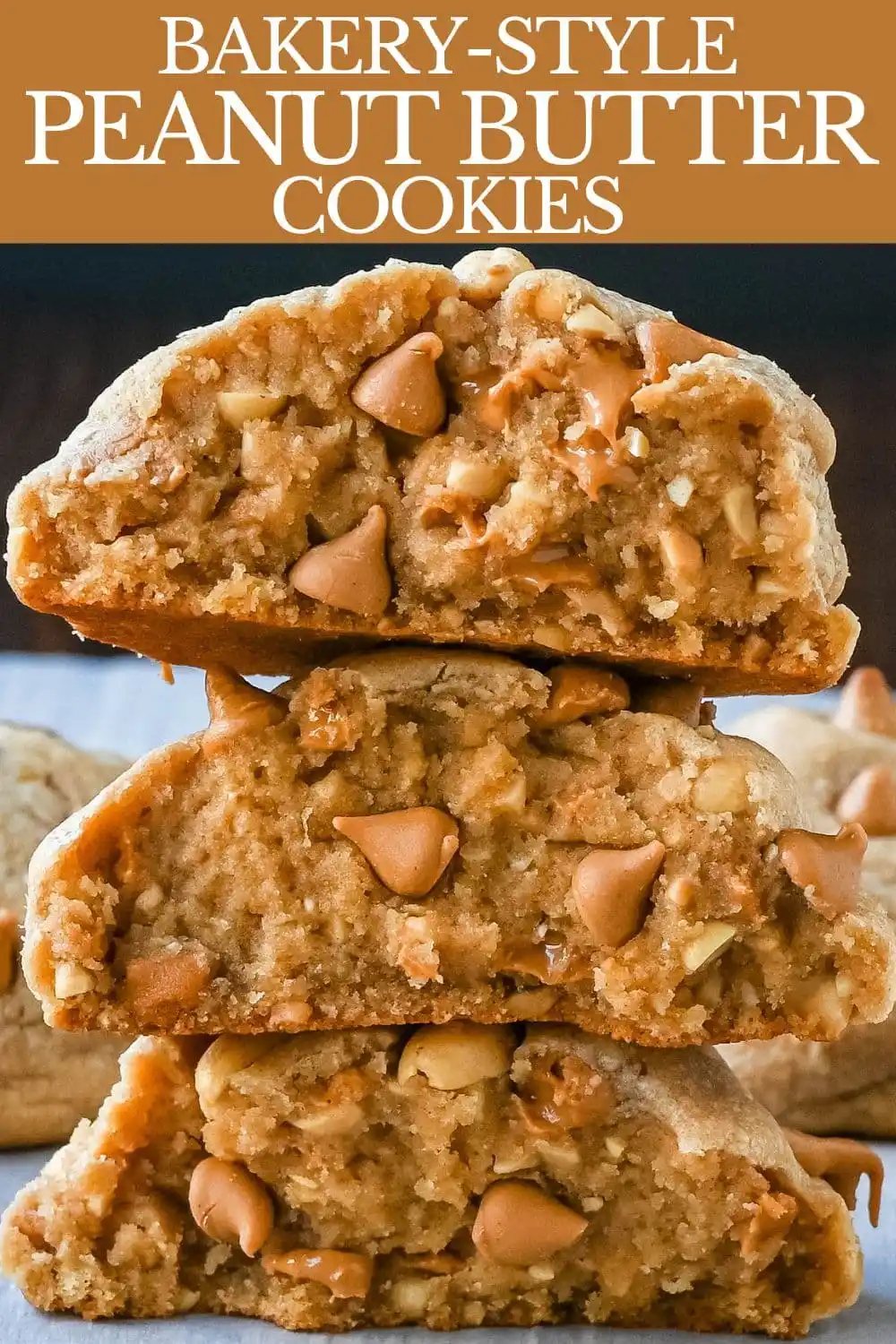 How to make soft, chewy, thick bakery-style peanut butter cookies with peanut butter chips for the perfect peanut butter flavor. If you love peanut butter, you are going to love these thick peanut butter cookies.