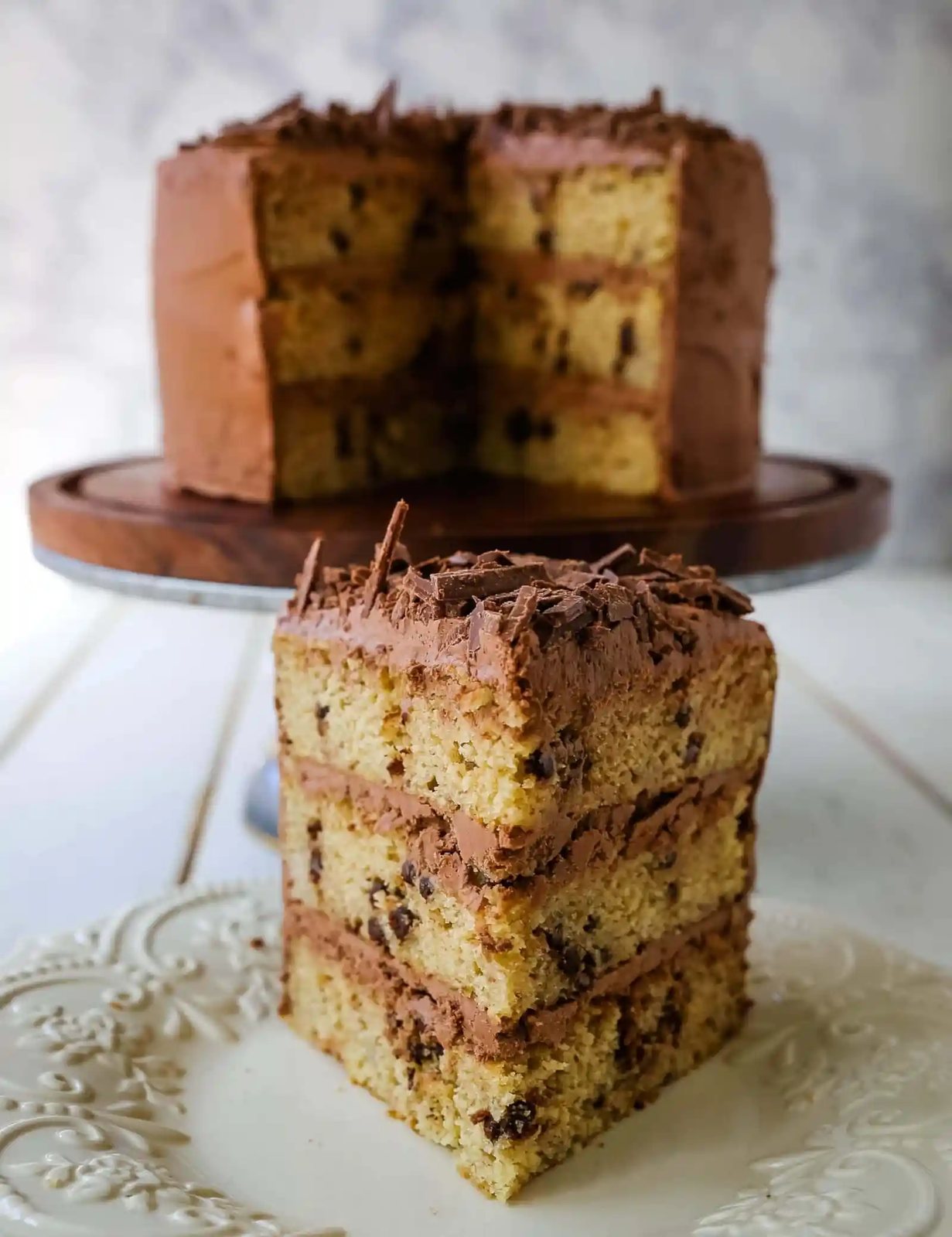 Banana Chocolate Chip Cake with Nutella Frosting