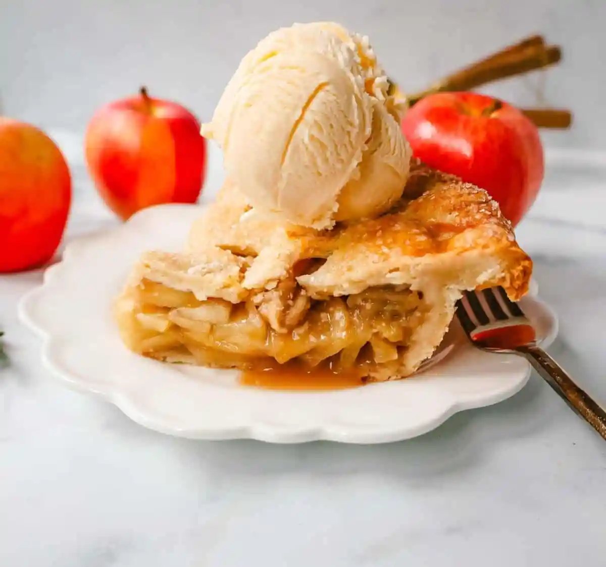 The Best Homemade Apple Pie Recipe! This Fresh Apple Pie with a Buttery, Flaky Crust is made with fresh apples tossed in sugar and cinnamon and baked in a homemade pie crust.