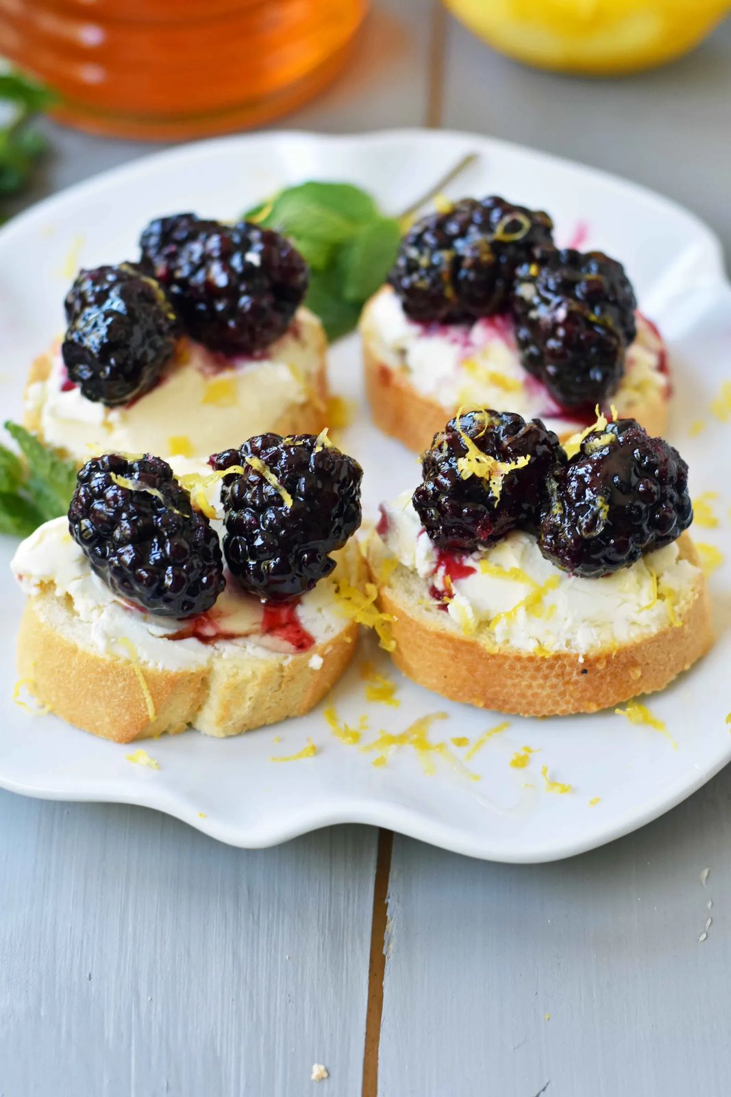 Blackberry and Lemon Mascarpone Crostini