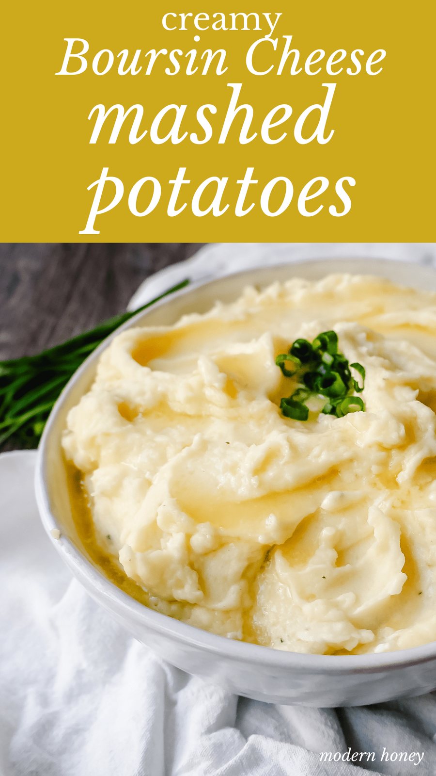 Boursin Cheese Creamy Mashed Potatoes Buttery, creamy homemade mashed potatoes with garlic and herb Boursin cheese. So flavorful, you don't even need the gravy!