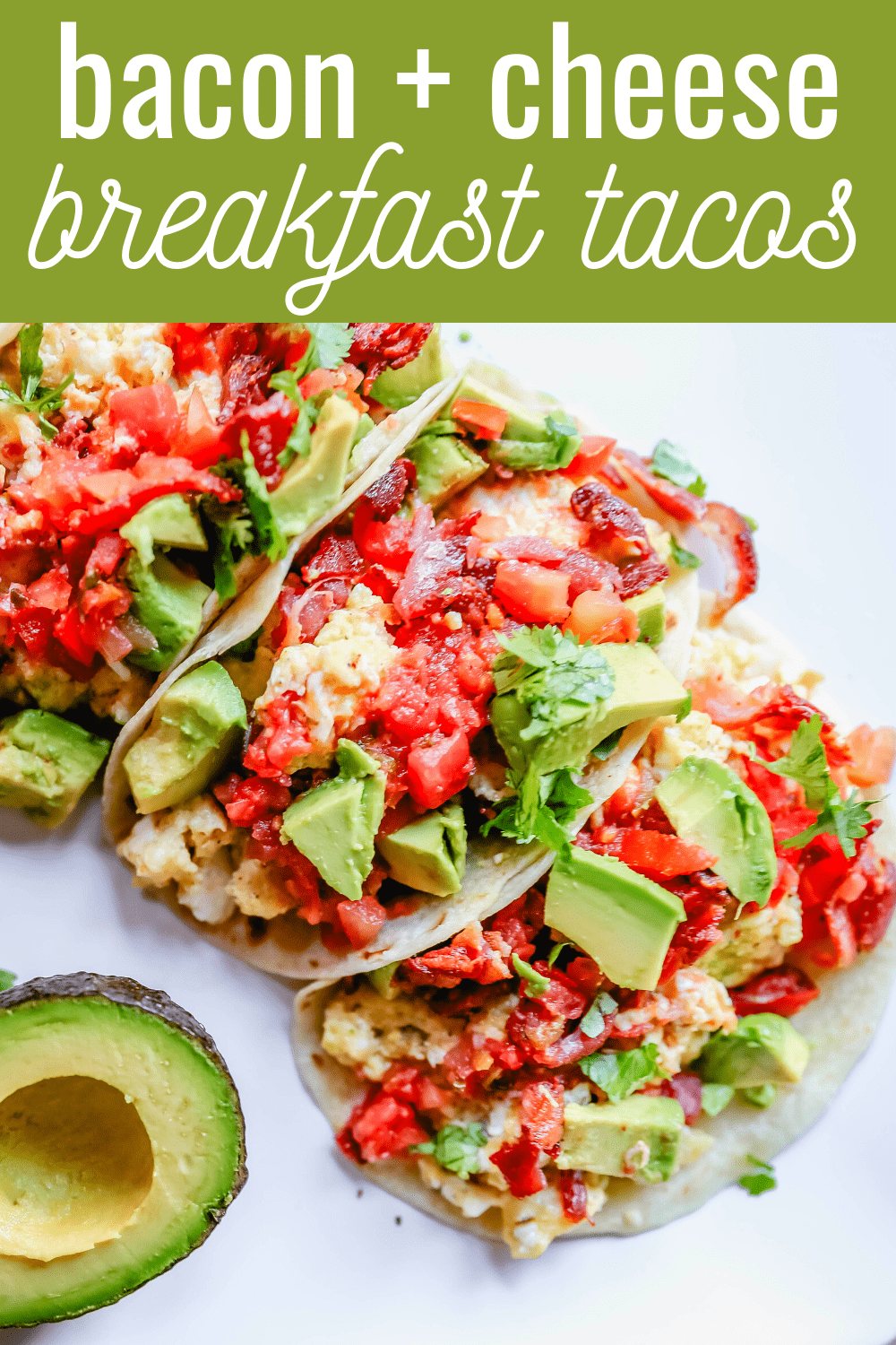 Breakfast Tacos Bacon, Egg, and Cheese Tacos on Flour Tortillas and topped with Fresh Salsa. A Texan favorite breakfast! www.modernhoney.com #tacos #breakfast #breakfasttacos #eggtacos