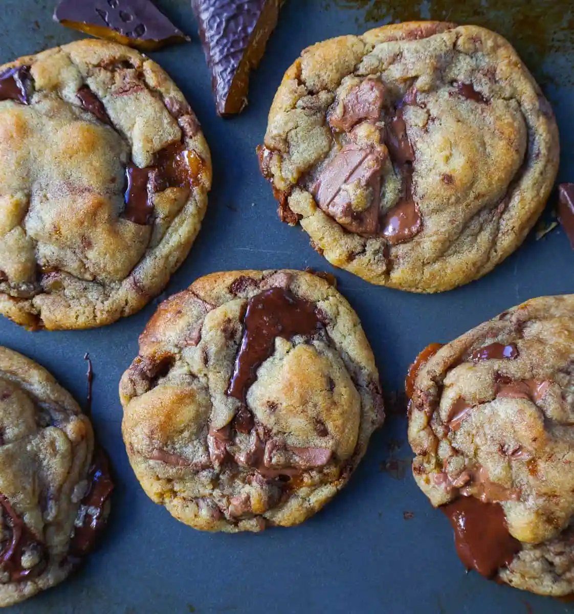 These are the Best Browned Butter Toffee Chocolate Chip Cookies that are perfectly soft and chewy with crisp edges and ooey gooey centers filled with chocolate and toffee chunks.