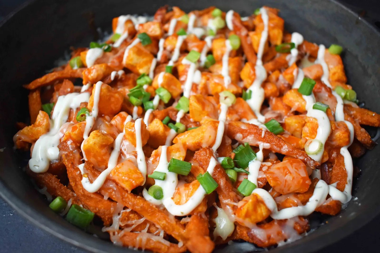 Buffalo Chicken Sweet Potato Fries