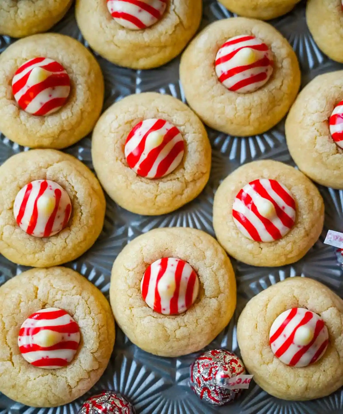 Candy Cane Kiss Cookies