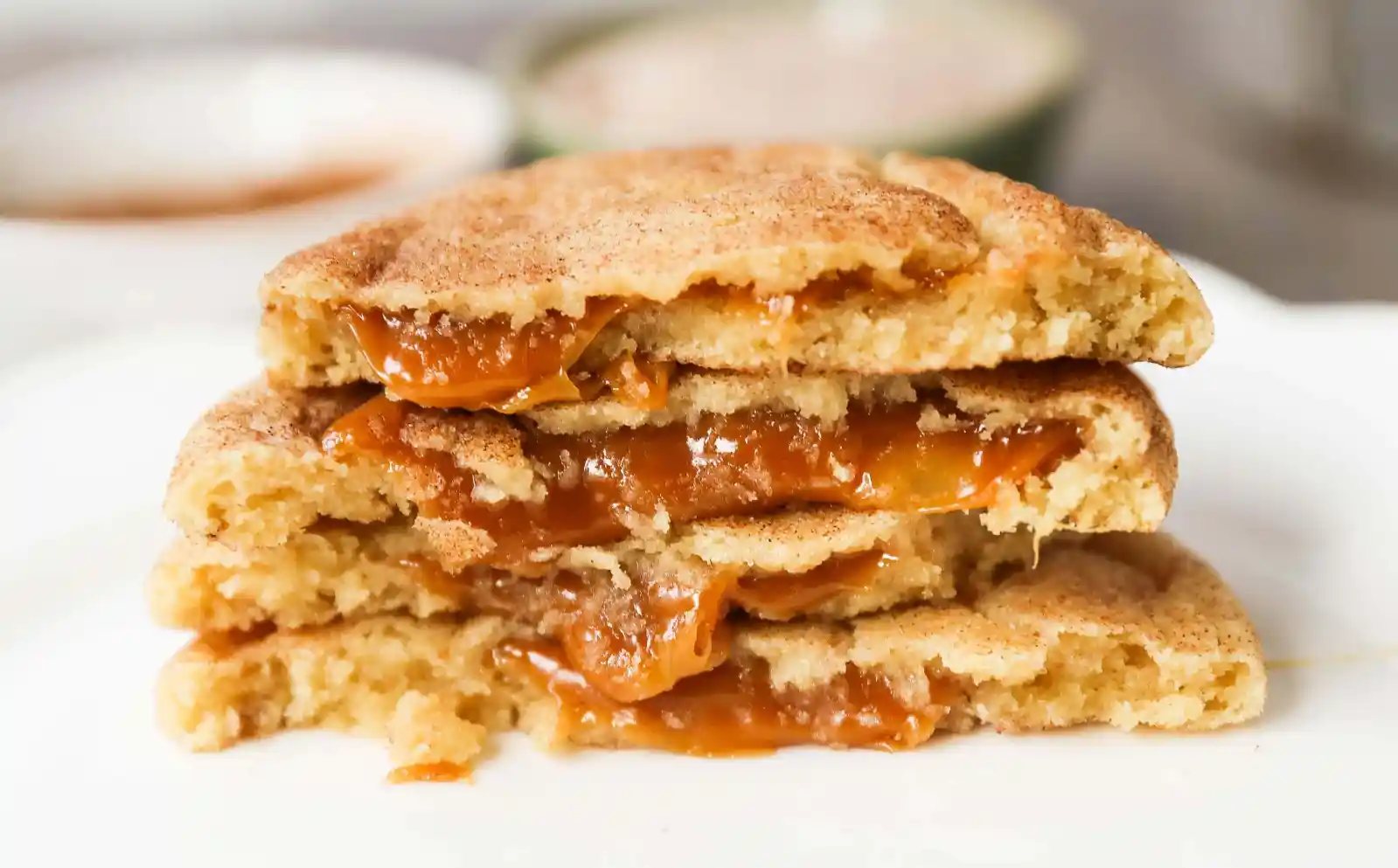 Caramel Filled Snickerdoodle Cookies