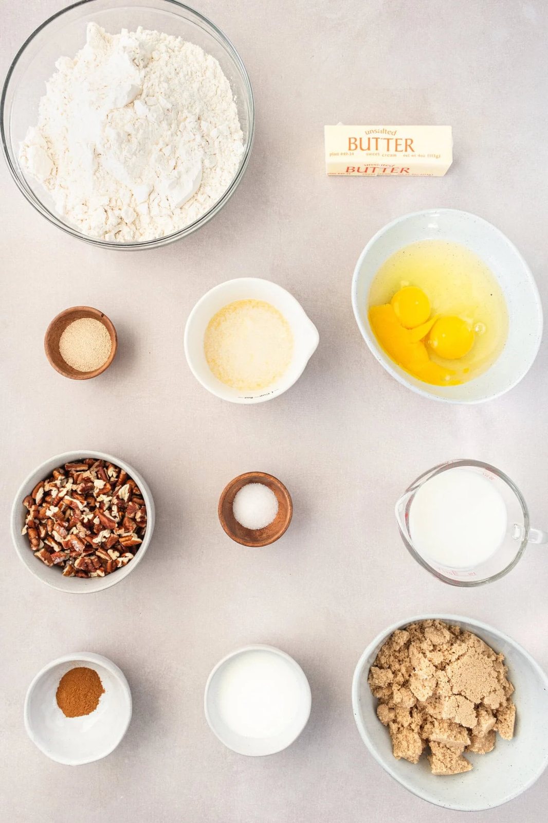 Sticky Buns Ingredients or Caramel Pecan Rolls Ingredients.
