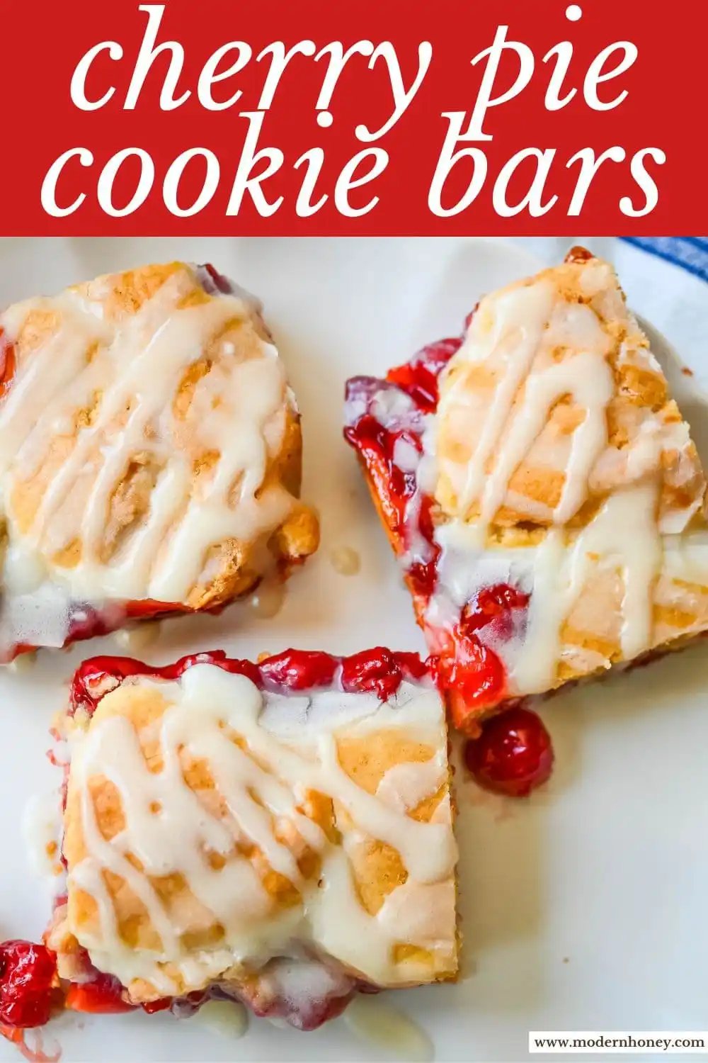 If you're craving cherry pie but want an easier recipe, these Cherry Pie Bars with a Cookie Crust are the answer. With a soft, buttery crust on the bottom, a layer of sweet cherry pie filling, and golden cookie crumbles on top, and a drizzle of icing. These may be even better than cherry pie without all of the work.