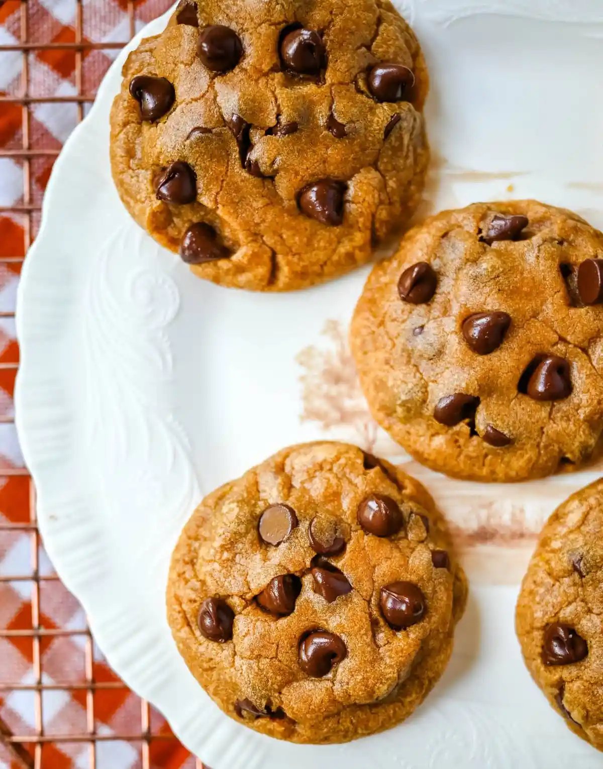 This Chocolate Chip Brown Butter Pumpkin Cookie Recipe combines warm spices, pumpkin, and rich brown butter flavor to create the perfect Fall cookie. This is the best soft and chewy pumpkin cookie!