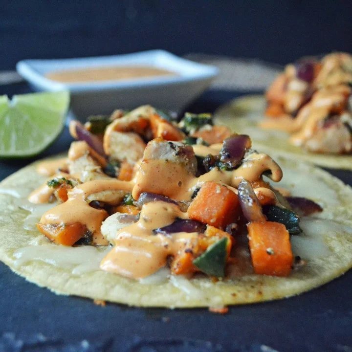 Chicken Poblano Sweet Potato Tacos. Gluten Free, Quick and Easy Dinner.