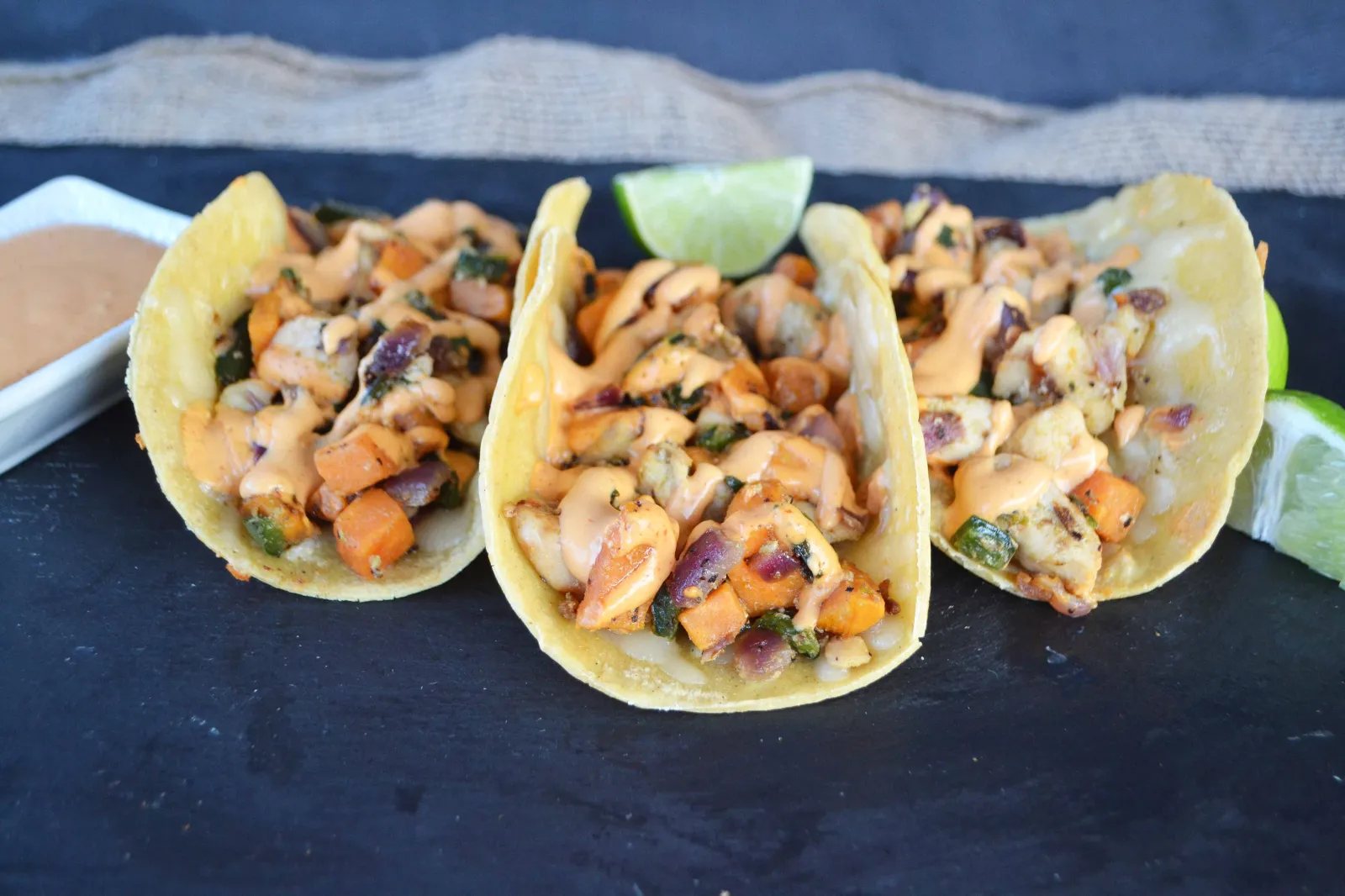 Chicken Poblano Sweet Potato Tacos. Gluten Free, Quick and Easy Dinner.