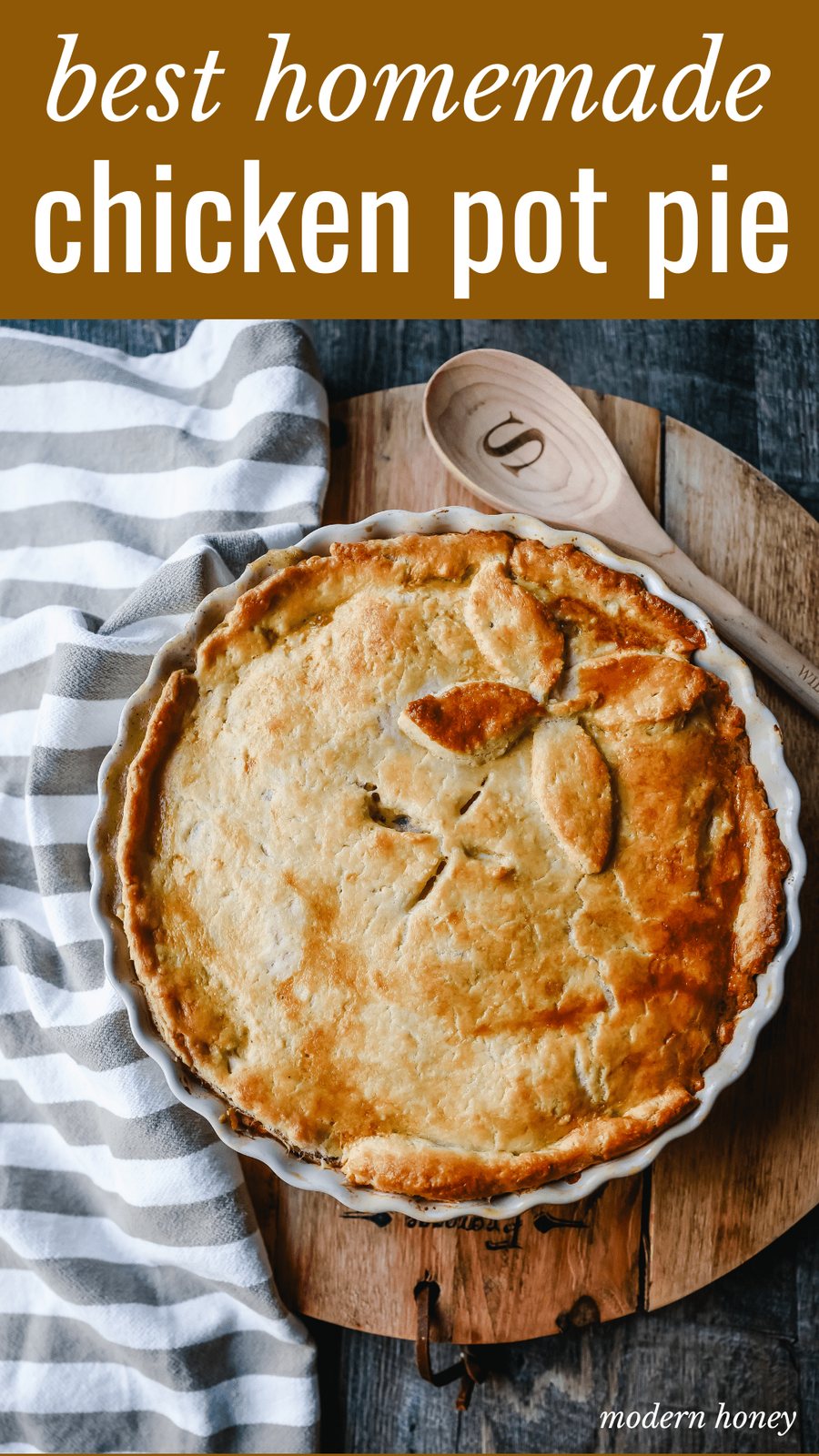 Chicken Pot Pie Homemade Chicken Pot Pie made with a buttery, flaky homemade pie crust filled with a rich, creamy sauce filled with vegetables and tender chicken. The best comfort food dinner!