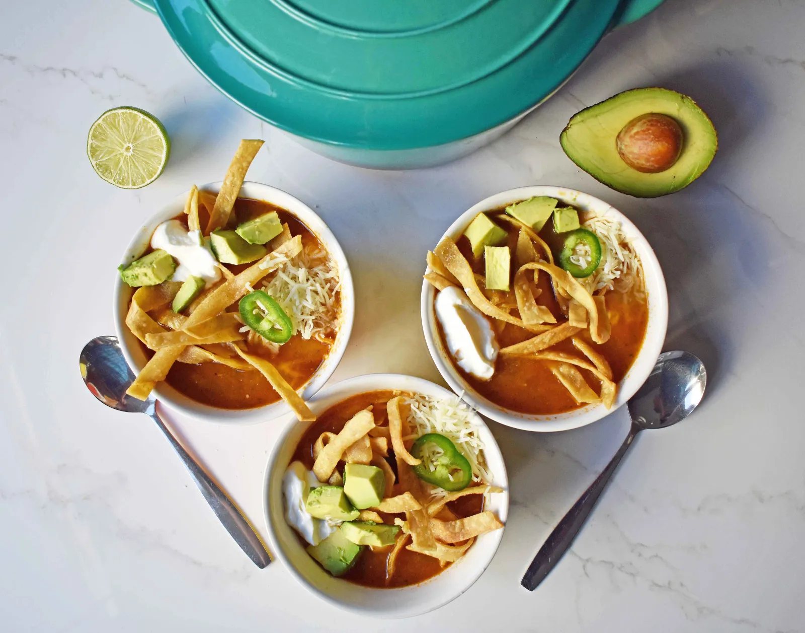 Chicken Tortilla Soup by Modern Honey. The perfect chicken tortilla soup made from scratch.