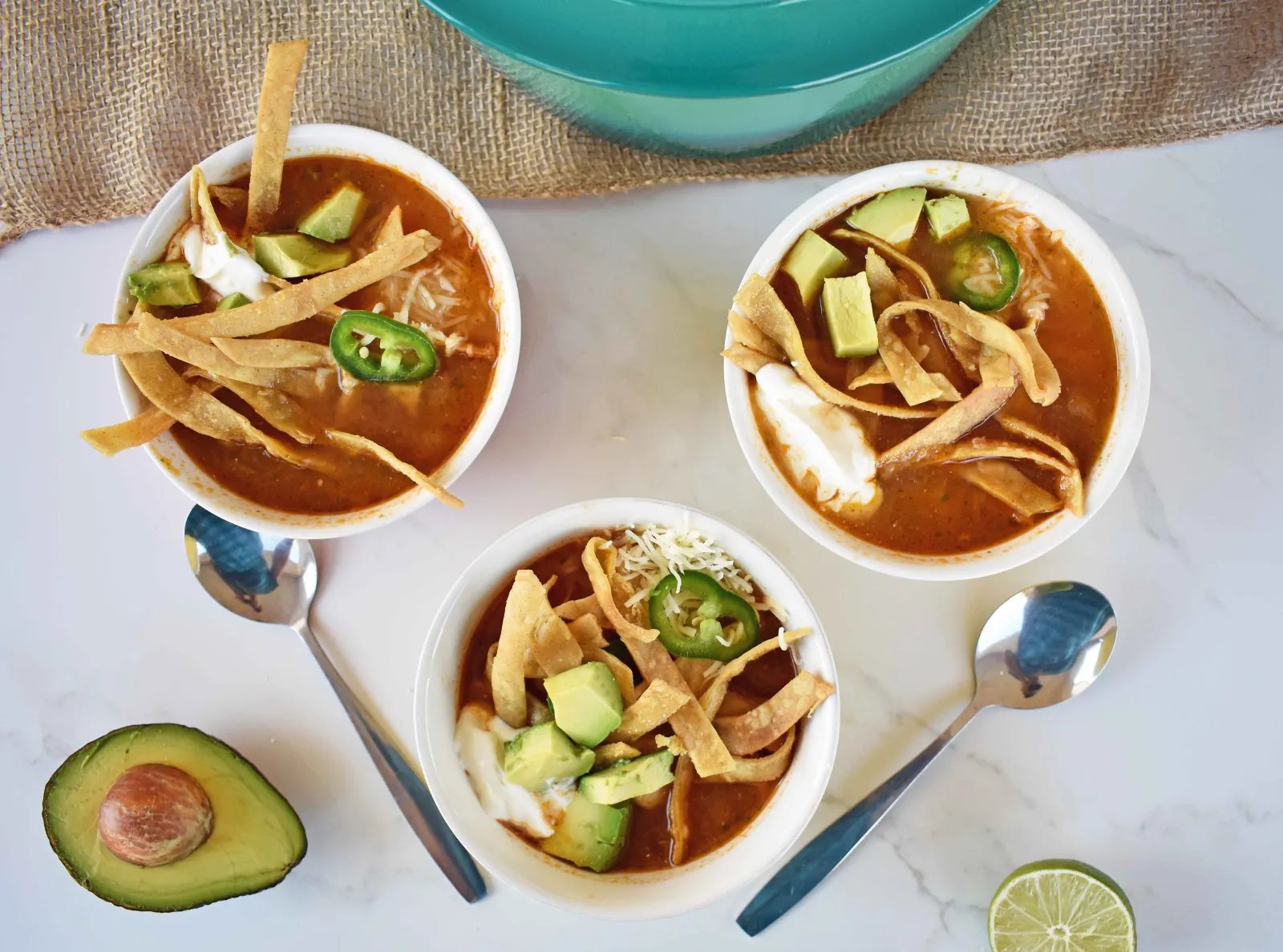Chicken Tortilla Soup by Modern Honey. The perfect chicken tortilla soup made from scratch.