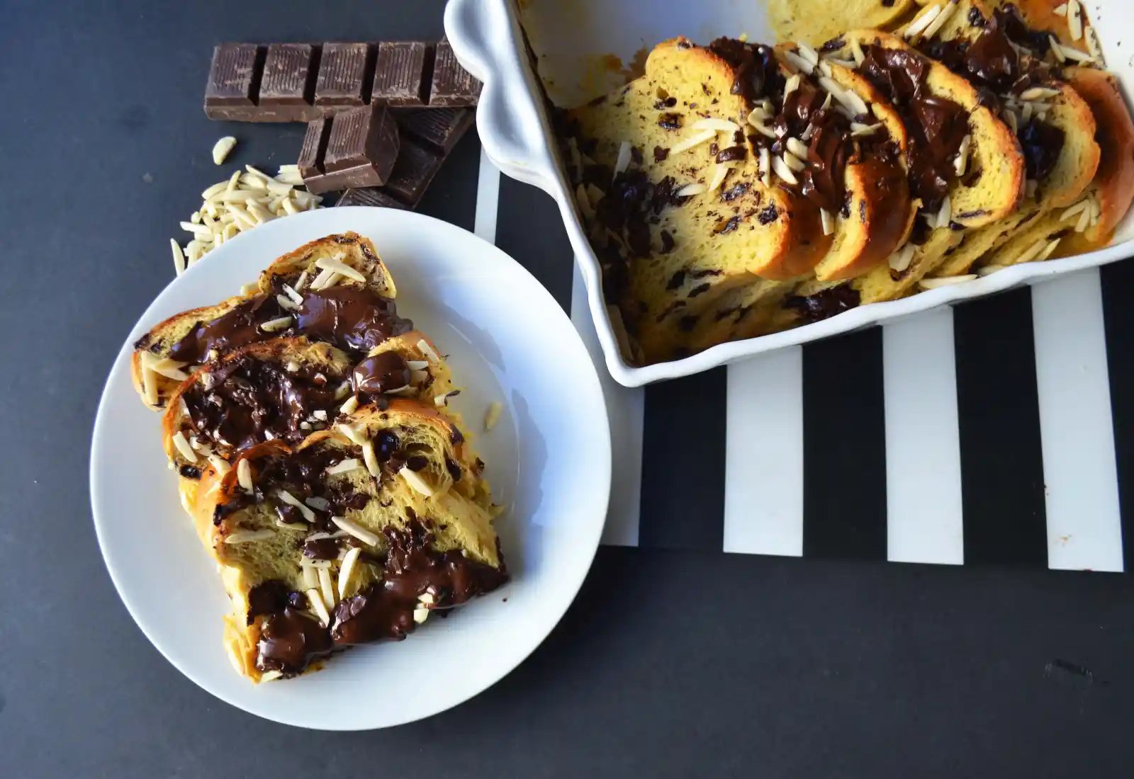Chocolate Almond Brioche Baked French Toast