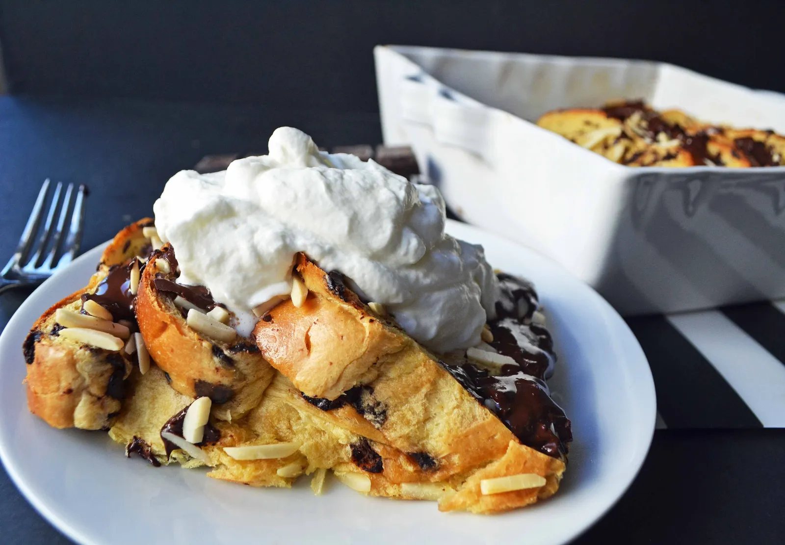 Chocolate Almond Brioche Baked French Toast by Modern Honey - www.modernhoney.com