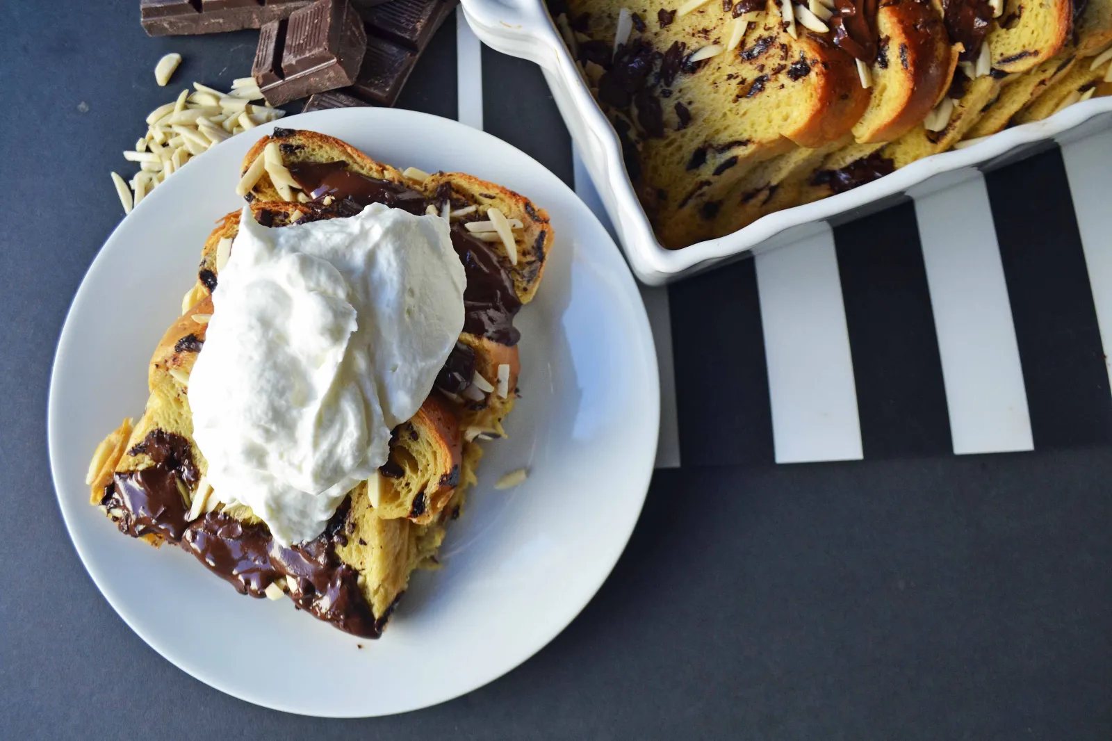 Chocolate Almond Brioche Baked French Toast by Modern Honey - www.modernhoney.com