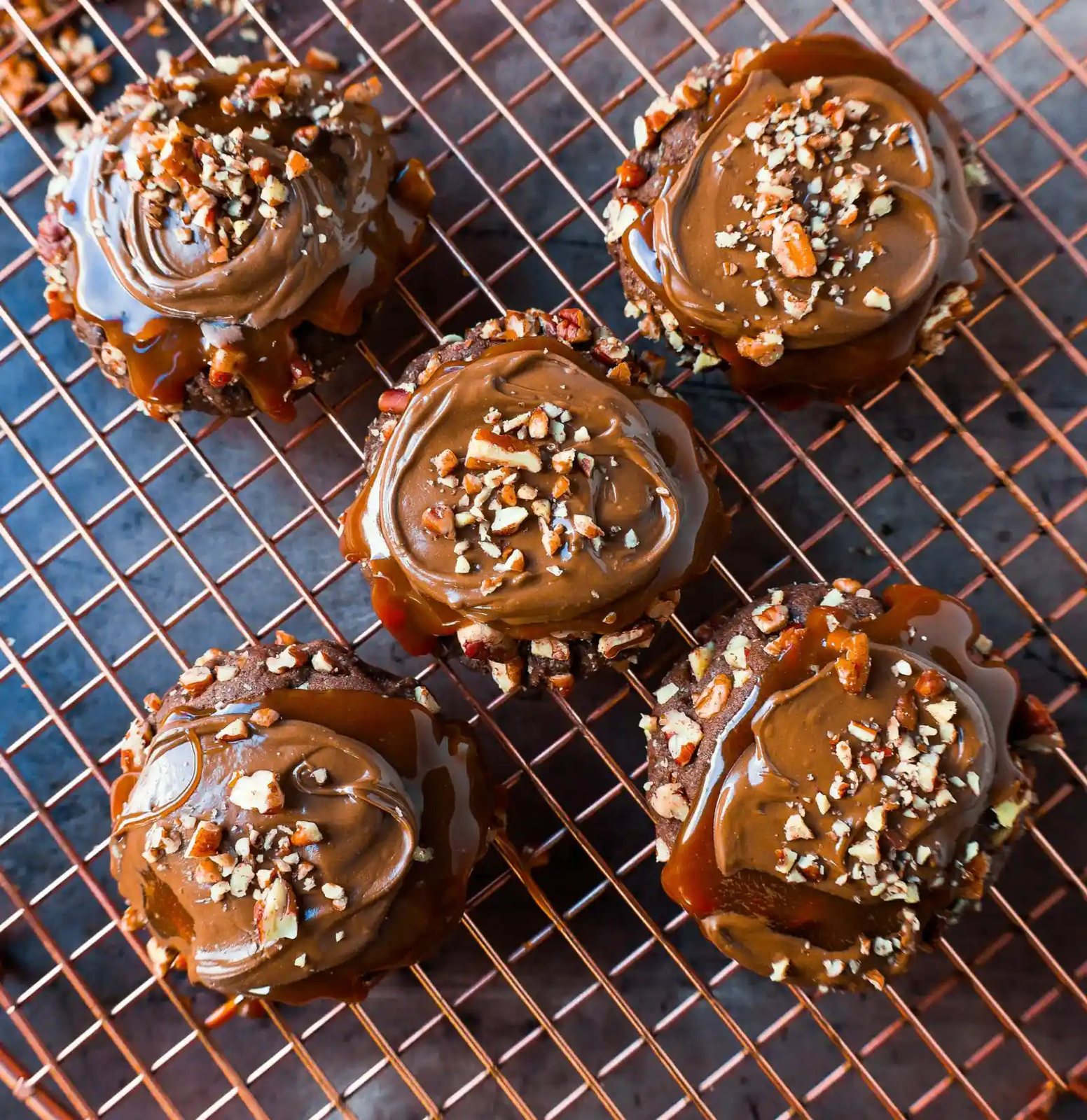 Chocolate Caramel Pecan Turtle Cookies