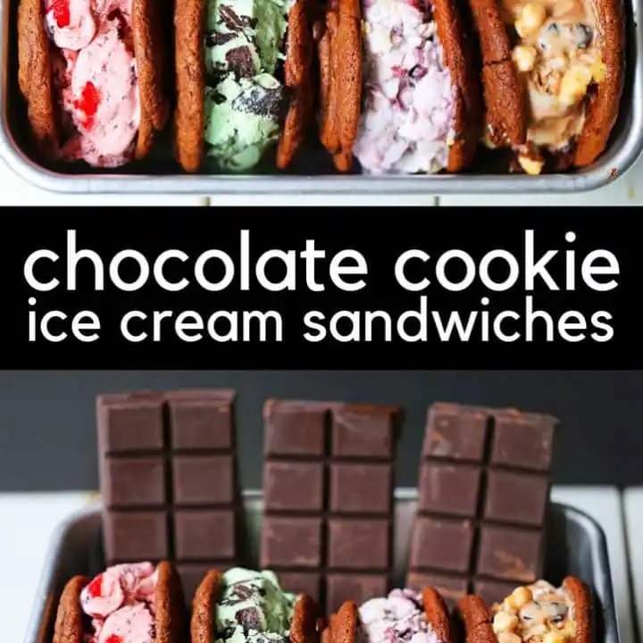 Chocolate Cookie Ice Cream Sandwiches. Soft double chocolate cookies stuffed with your favorite ice cream. How to make the perfect chocolate ice cream sandwich. www.modernhoney.com #icecreamcookiesandwich #icecreamsandwich