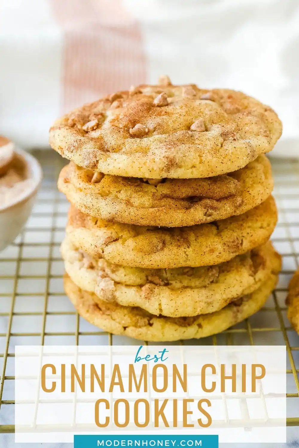Cinnamon Chip Sugar Cookies are snickerdoodle cookies rolled in cinnamon sugar and studded with cinnamon chips for the perfect cinnamon sugar cookie! The best soft and chewy cinnamon chip cookie recipe.