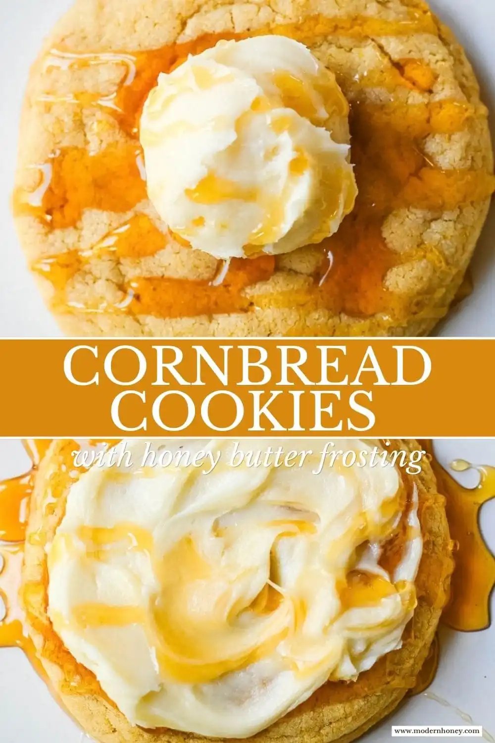 Turn your favorite cornbread into a cookie! These soft cornbread cookies have crisp golden edges, a tender cornmeal crumb, and whipped honey butter on top. Better than Crumbl!