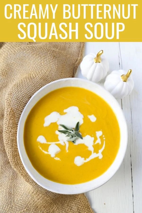 Creamy Butternut Squash Soup A rich creamy roasted butternut squash soup is the perfect Fall comfort food! www.modernhoney.com #butternutsquashsoup #fall #fallfood