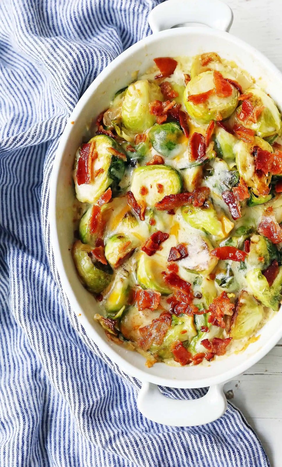 Creamy Cheesy Brussels Sprouts with Bacon