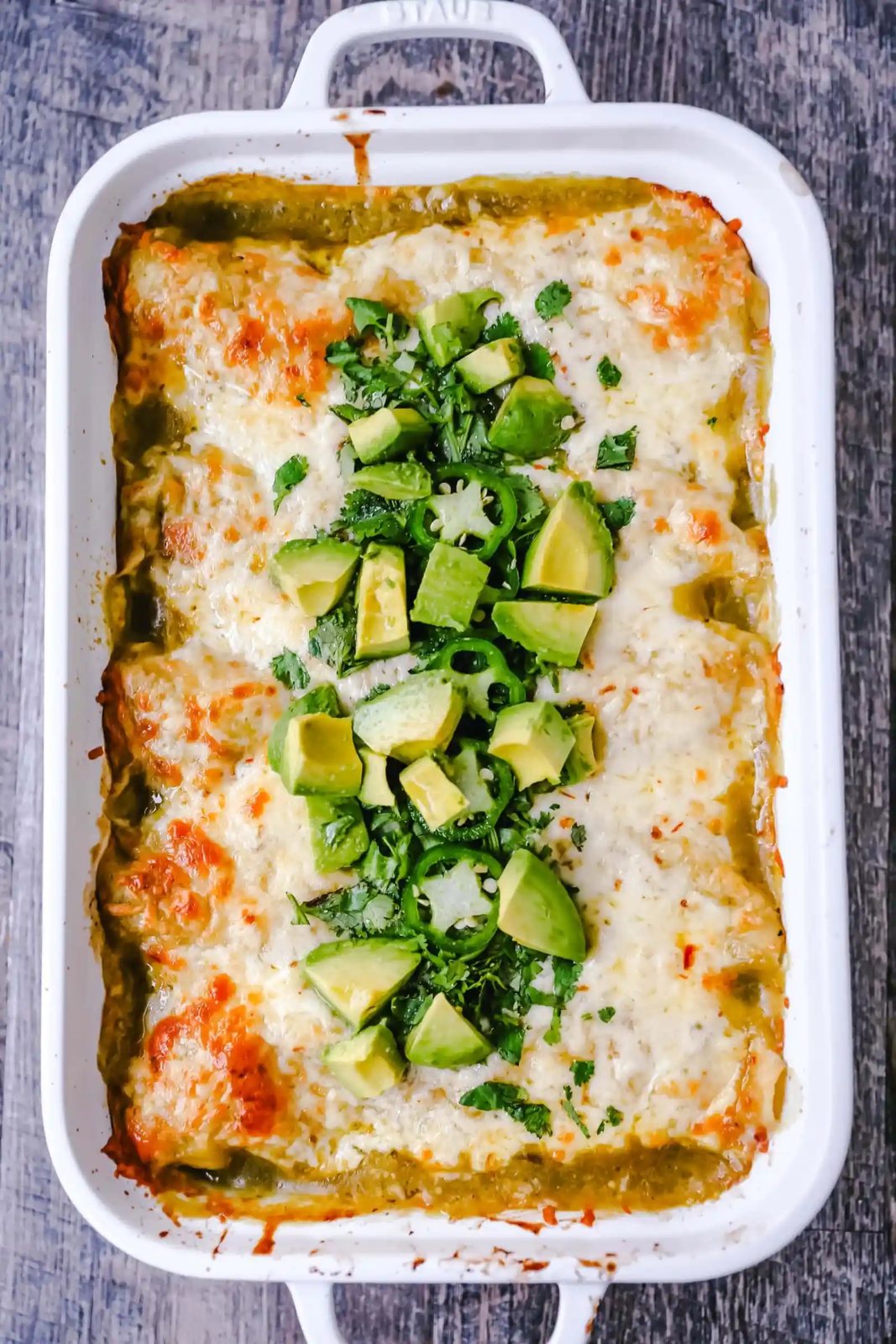 Creamy Green Chile Chicken Enchiladas