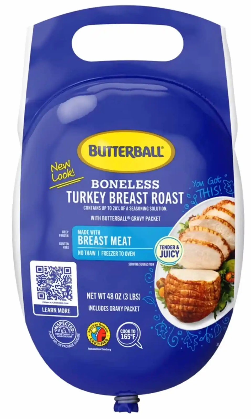 Butterball oven ready boneless turkey breast cooked in a slow cooker crockpot.