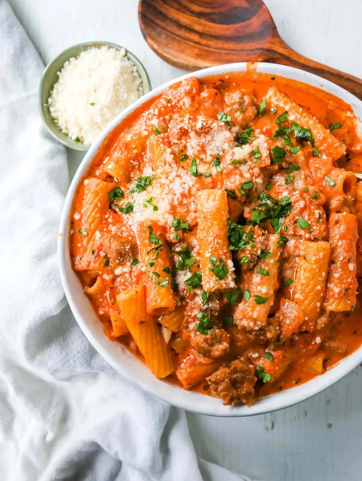 “Date Me” Creamy Sausage Rigatoni Pasta