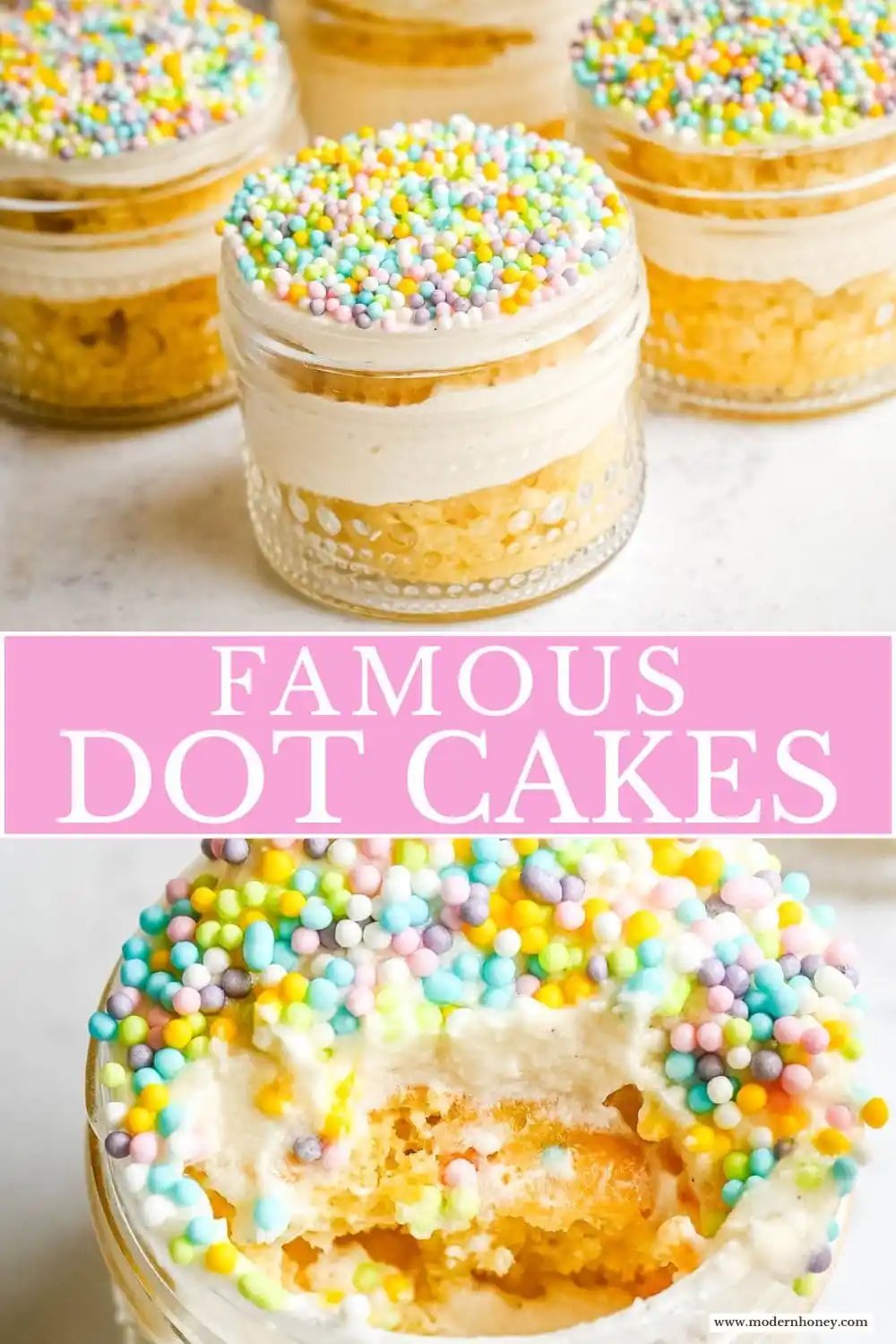 This viral dot cake recipe brings the NYC sprinkle cake trend straight to your kitchen — no trip to Butterfield Market required! Soft, buttery homemade yellow cake layered in a cup, topped with creamy vanilla buttercream, and completely coated in rainbow nonpareil sprinkles for that irresistible crunch. This easy homemade version is better than any boxed mix recipe you'll find — and takes less than an hour to make!