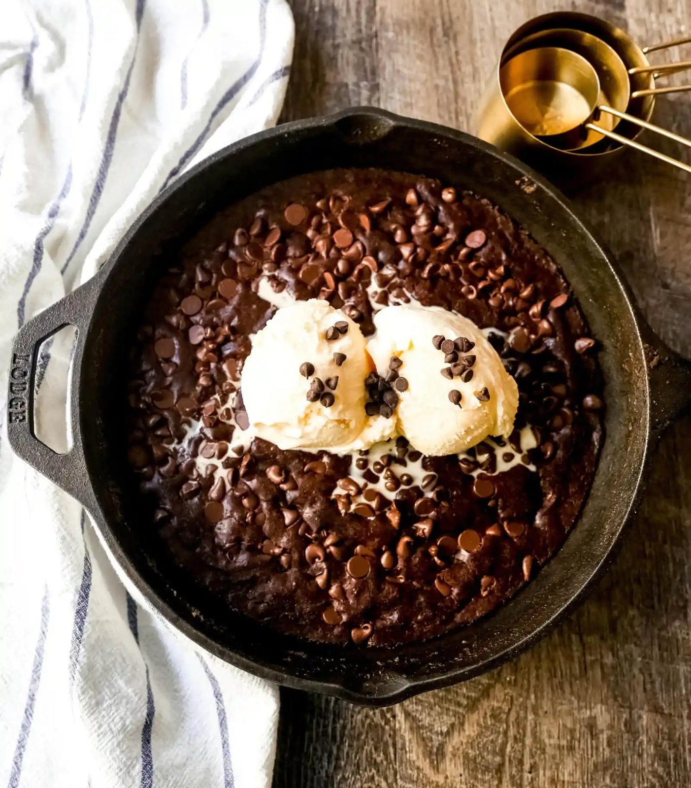 Double Chocolate Chocolate Chip Skillet Cookie