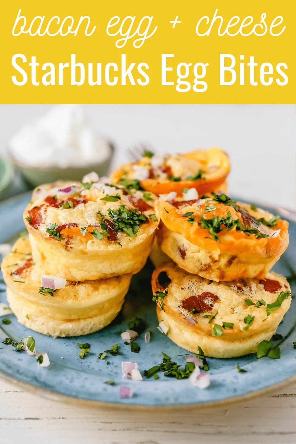 Mini Egg Bacon and Cheese Bites A quick and easy bite-size high-protein and low-carb breakfast. These mini egg bites are the perfect start for your day! www.modernhoney.com #eggbites #eggbaconbites #breakfast