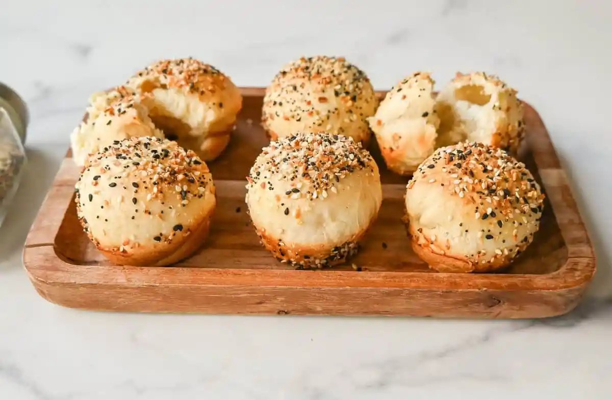 Everything Bagel Cream Cheese Bites. These viral Cream Cheese Filled Everything Bagel Bites are so easy to make and everyone loves them! These Stuffed Bagel Minis are an everything bagel and cream cheese all in one bite.