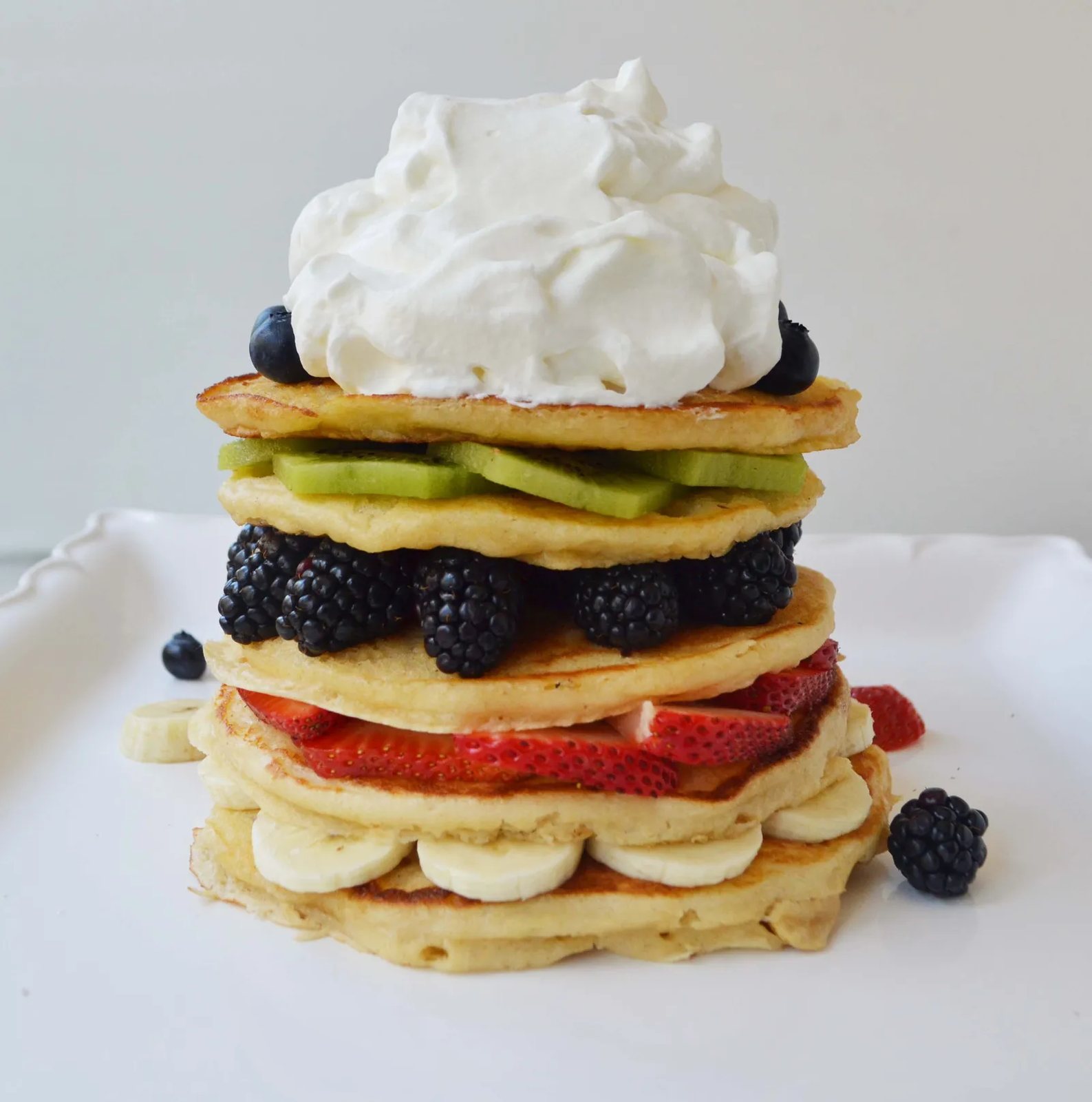 Fresh Fruit Pancake Stack with Coconut Syrup by Modern Honey l www.modernhoney.com