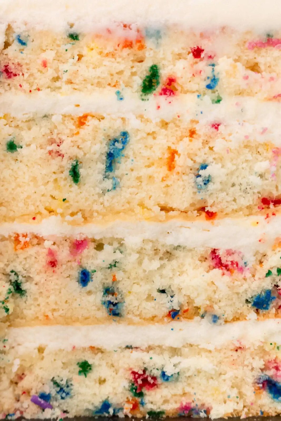 A fluffy homemade Funfetti birthday cake with rainbow sprinkles topped with a light cream cheese buttercream frosting and an array of sprinkles. This Confetti Cake recipe is the perfect birthday cake!