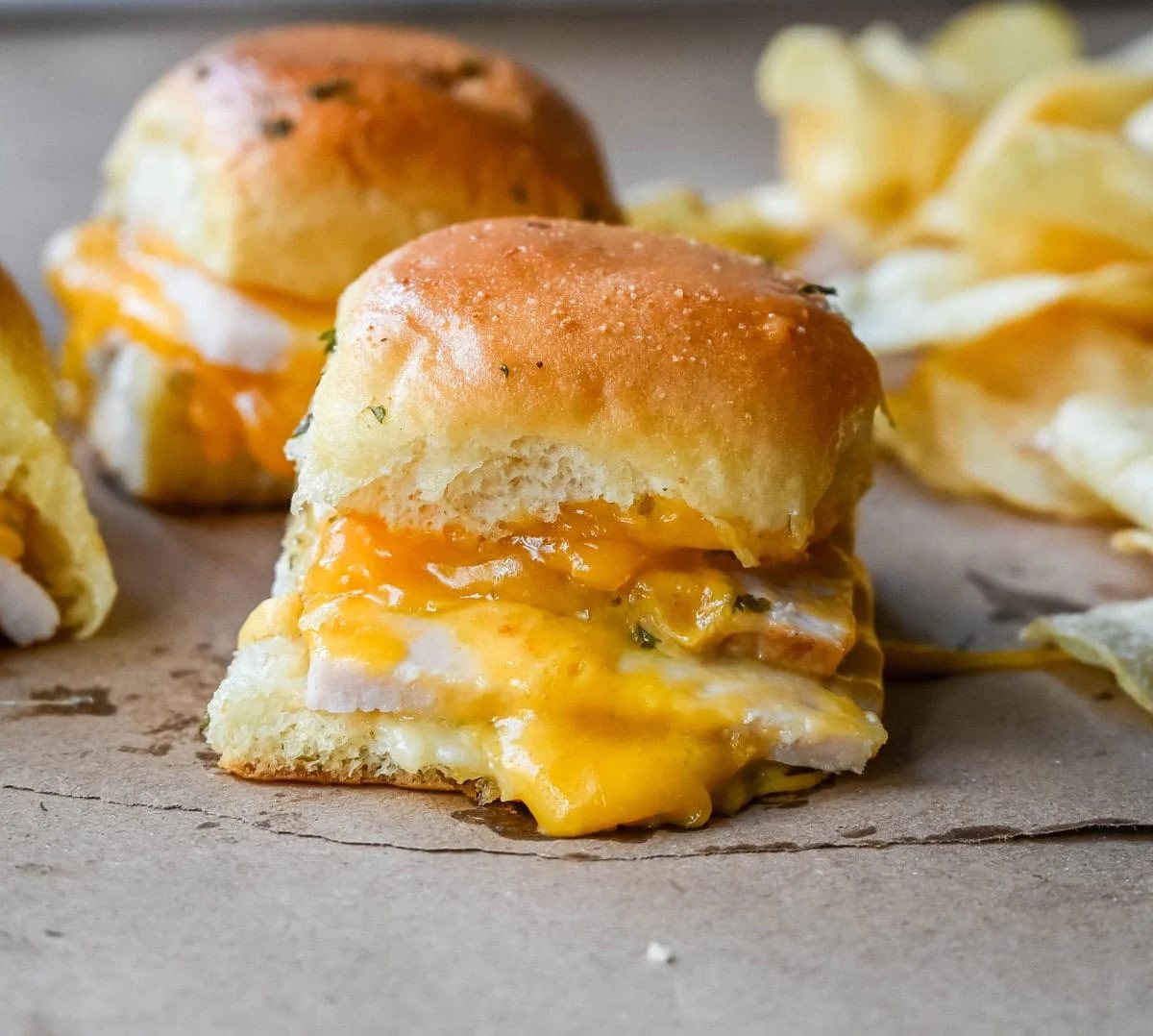 Garlic Herb Turkey and Cheddar Sliders