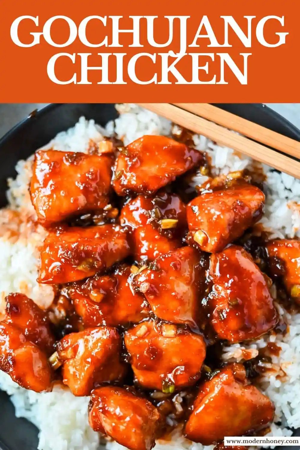 This sticky honey gochujang chicken is a quick and easy 30-minute dinner recipe with Korean-inspired flavor. Juicy chicken breast is coated in a sweet, spicy glaze made with honey, garlic, soy sauce, and gochujang paste for a perfect melt-in-your-mouth texture. Serve it over coconut rice or noodles for a simple easy dinner recipe!