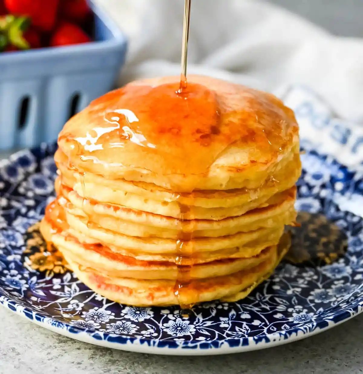 These light and fluffy Greek Yogurt Pancakes are higher protein, lower-fat and have a melt-in-your-mouth texture. You will love this healthy Greek yogurt pancake recipe!
