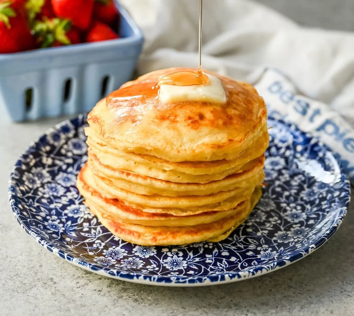 These light and fluffy Greek Yogurt Pancakes are higher protein, lower-fat and have a melt-in-your-mouth texture. You will love this healthy Greek yogurt pancake recipe!