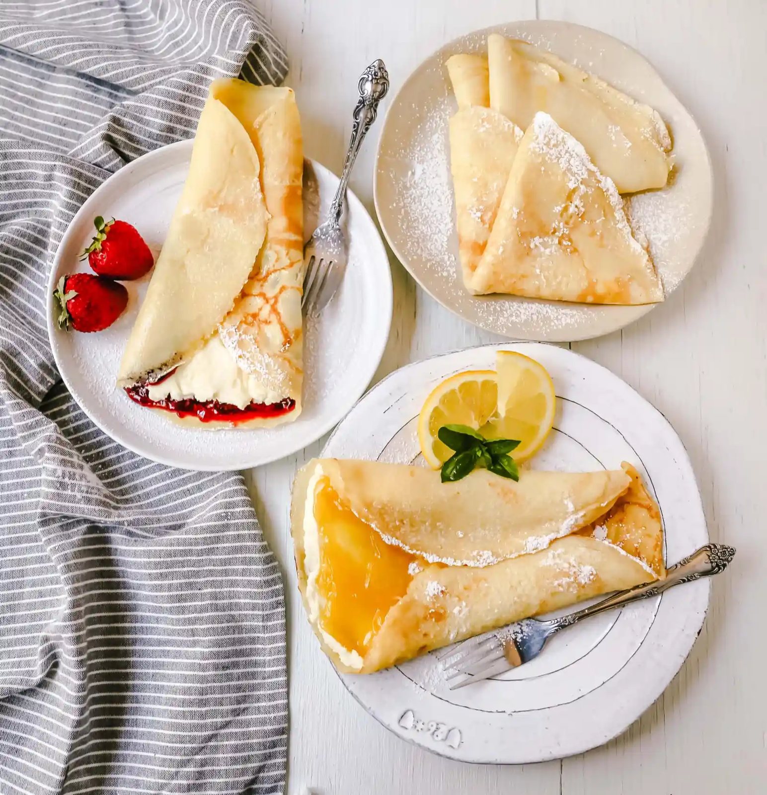 The Best Crepes Recipe. An easy homemade crepe recipe made with simple ingredients -- milk, flour, eggs, sugar, water, and butter. Simple 6-ingredient crepe recipe! #crepes #crepe #breakfast