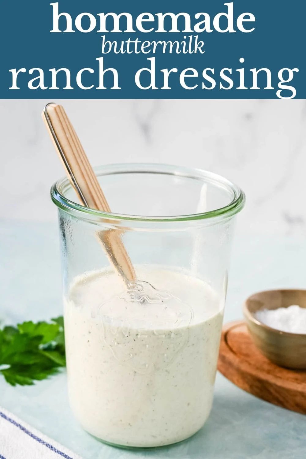 This creamy homemade ranch dressing is better than the bottled ranch dressing you find in the grocery store. This is made with fresh ingredients and vibrant herbs and is so easy to make. This is the best ranch dressing recipe!