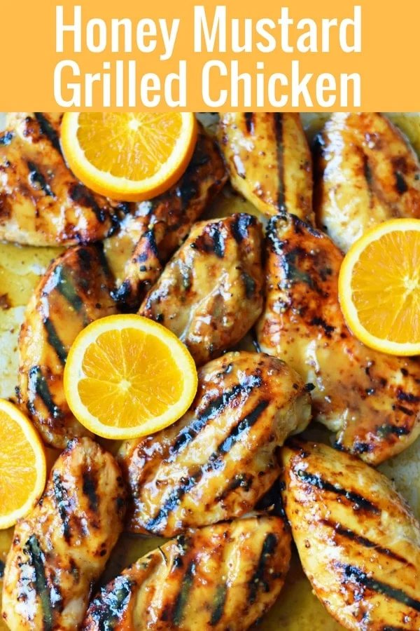 Honey Mustard Grilled Chicken. How to make sweet and tangy grilled honey mustard chicken. A honey mustard marinade and sauce in one! The perfect chicken for your summer BBQ. www.modernhoney.com #honeymustard #honeymustardchicken