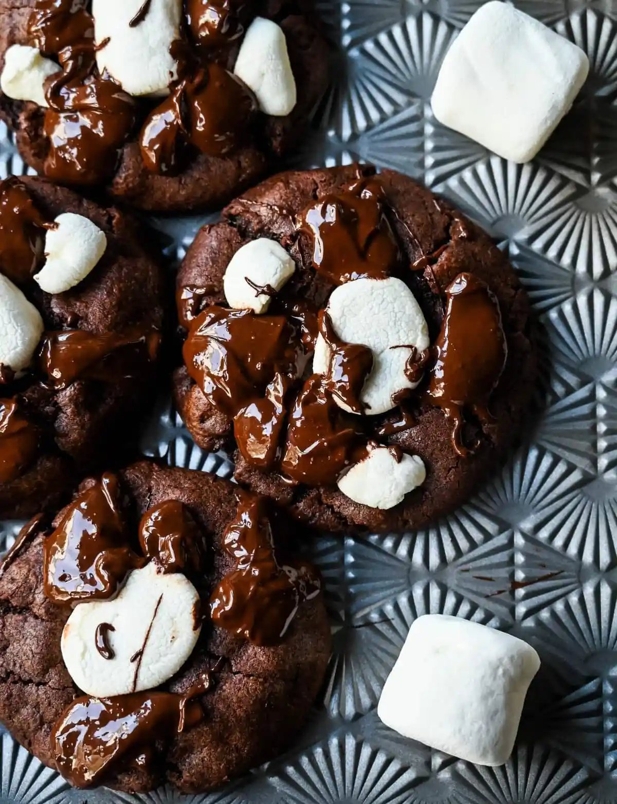 Hot Cocoa Cookies on a cookie sheet