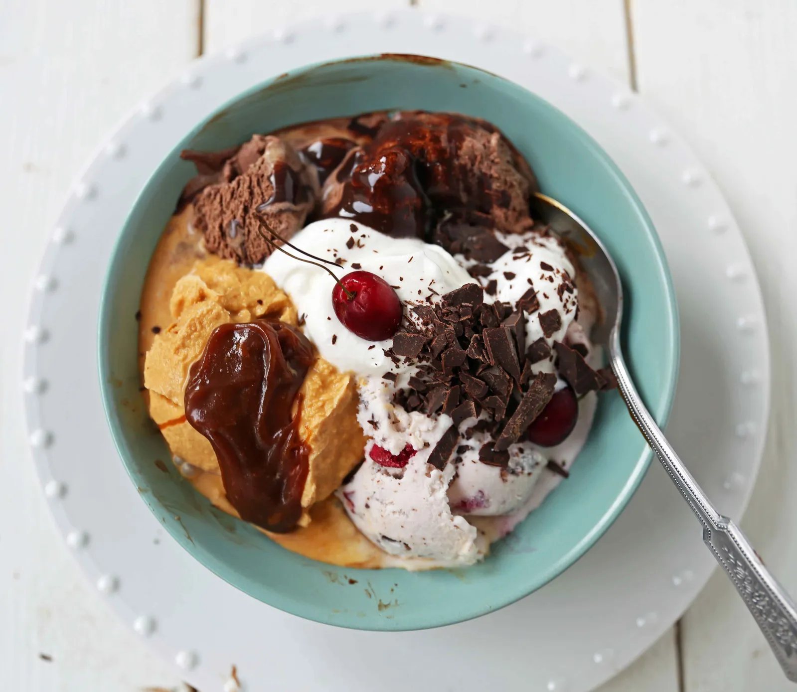 Hot Fudge and Caramel Ice Cream Sundae Recipe. www.modernhoney.com