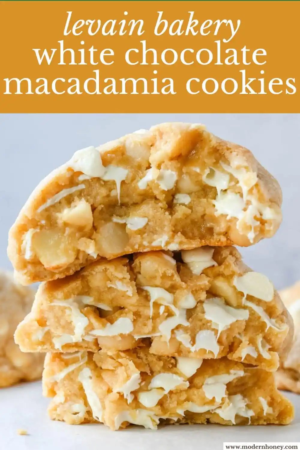Soft in the center and crisp on the edges, these Levain Bakery White Chocolate Macadamia Cookies taste straight out of the bakery. This White Chocolate Macadamia Nut cookie recipe creates thick, buttery cookies loaded with creamy white chocolate chips and toasted macadamia nuts.